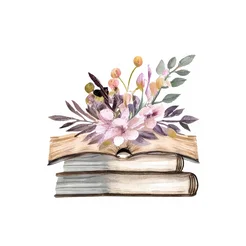 Free book club clipart of floral books